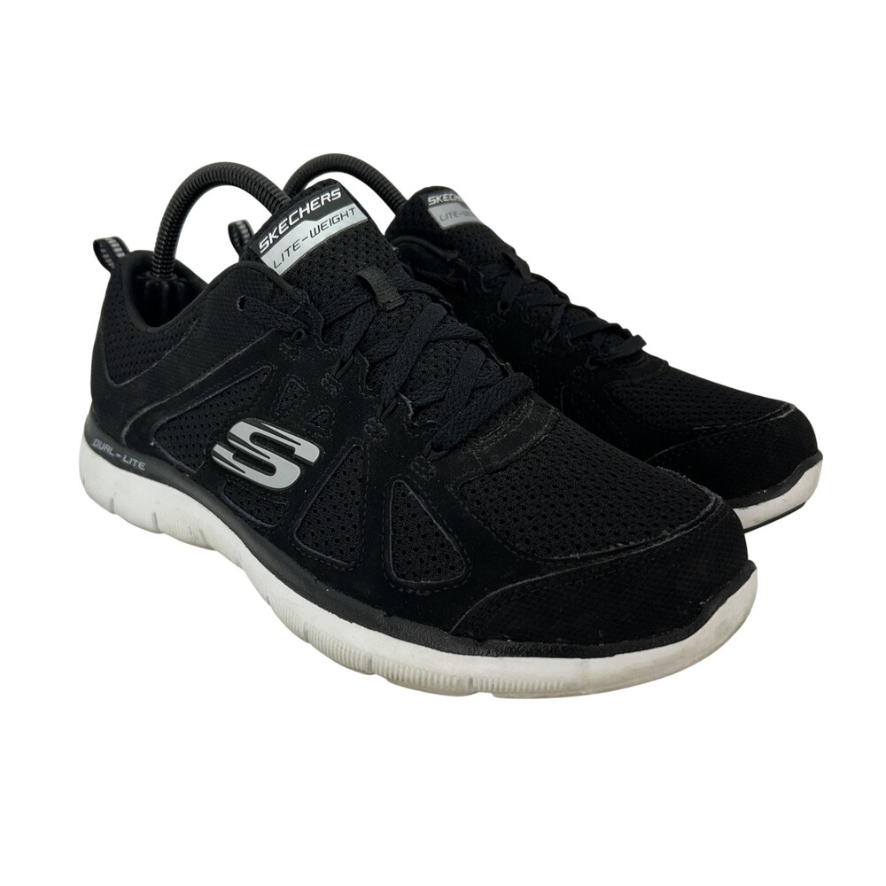 Skechers Dual-Lite Lite-Weight Shoes Womens Size 9.5 Black Sneakers SN 12761